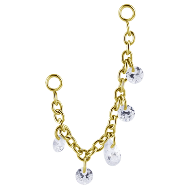 Cadena de Acero Quirúrgico Bañado en Oro de conexión simple con circonitas flotantes
