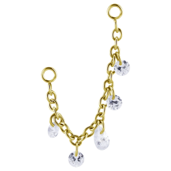 Cadena de Acero Quirúrgico Bañado en Oro de conexión simple con circonitas flotantes
