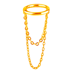 Anillo de Acero Quirúrgico Bañado en Oro con Cadenas Colgante