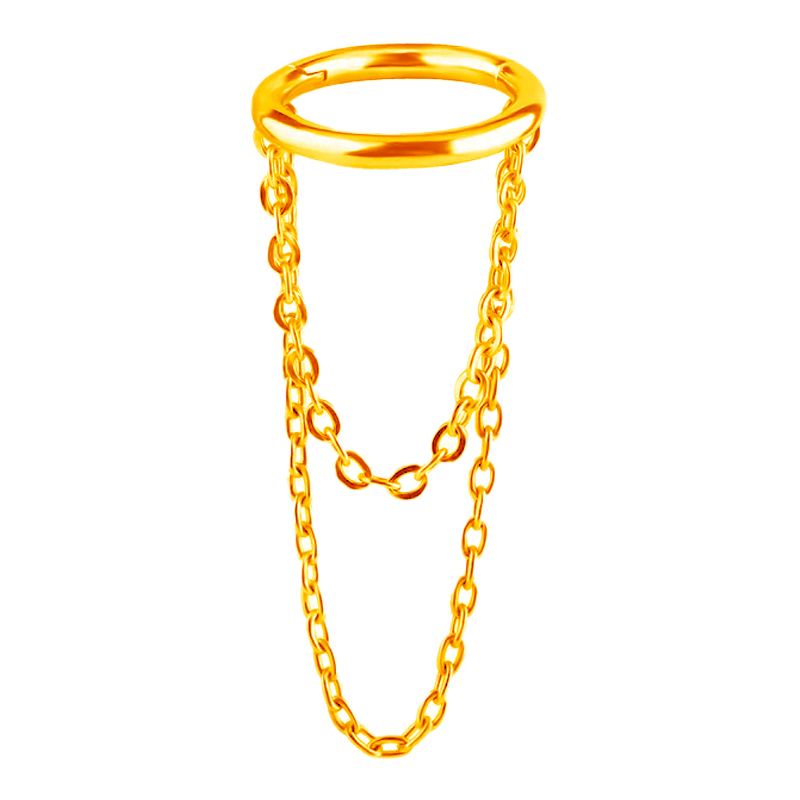 Anillo de Acero Quirúrgico Bañado en Oro con Cadenas Colgante