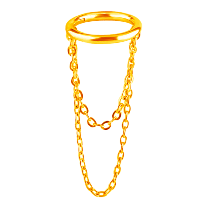 Anillo de Acero Quirúrgico Bañado en Oro con Cadenas Colgante