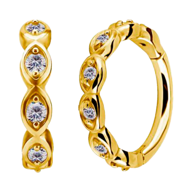 Aro de Acero Quirúrgico 316L Bañado en Oro con Cristales Premium Zirconia