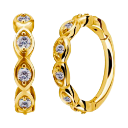 Aro de Acero Quirúrgico 316L Bañado en Oro con Cristales Premium Zirconia