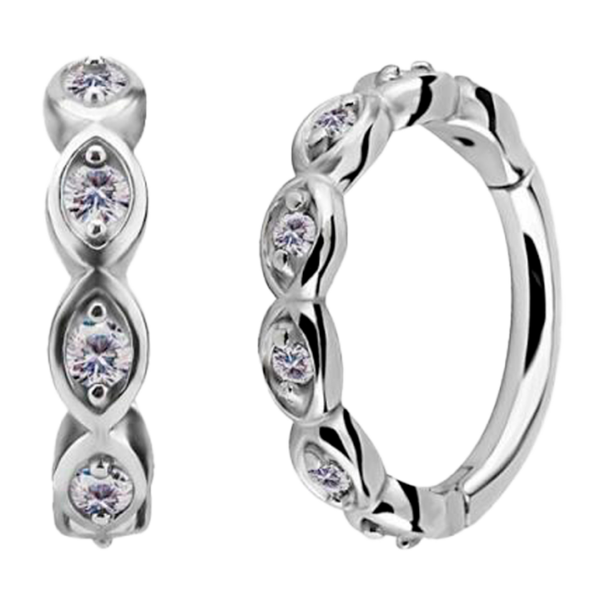 Aro de Acero Quirúrgico 316L con Cristales Premium Zirconia