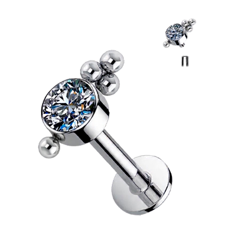 Piercings Helix de Titanio ASTM-F136 con Cristal Premium Zirconia y Bolitas