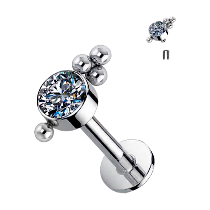 Piercings Helix de Titanio ASTM-F136 con Cristal Premium Zirconia y Bolitas