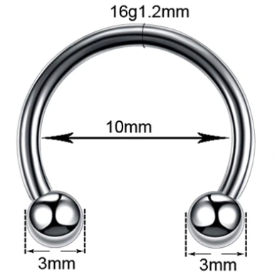 Circular Barbells de Acero Quirúrgico-1.2X10X3MM