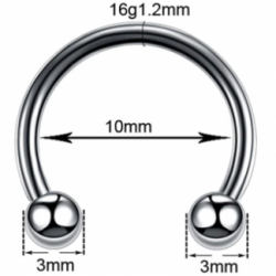 Circular Barbells de Acero Quirúrgico-1.2X10X3MM
