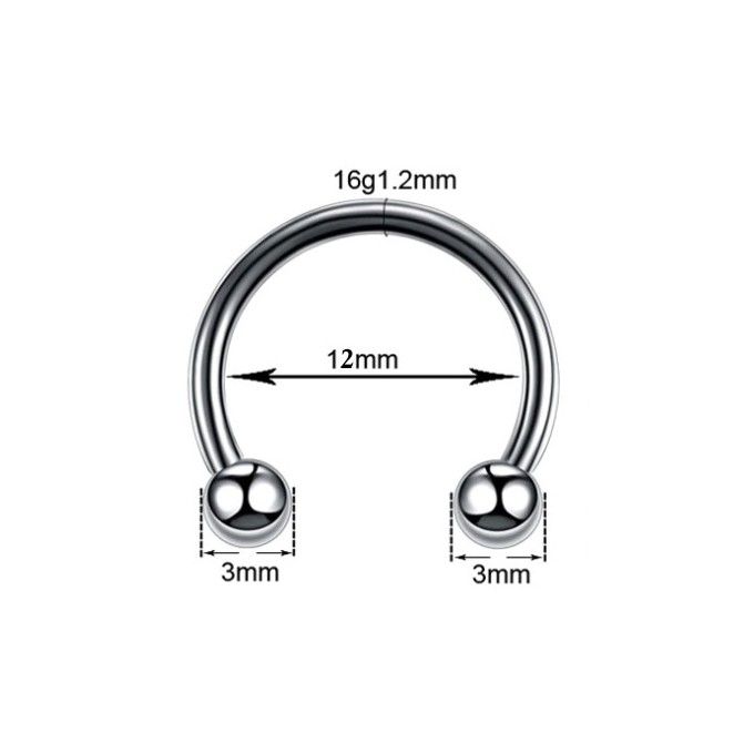 Circular Barbells de Acero Quirúrgico-1.2X12X3MM