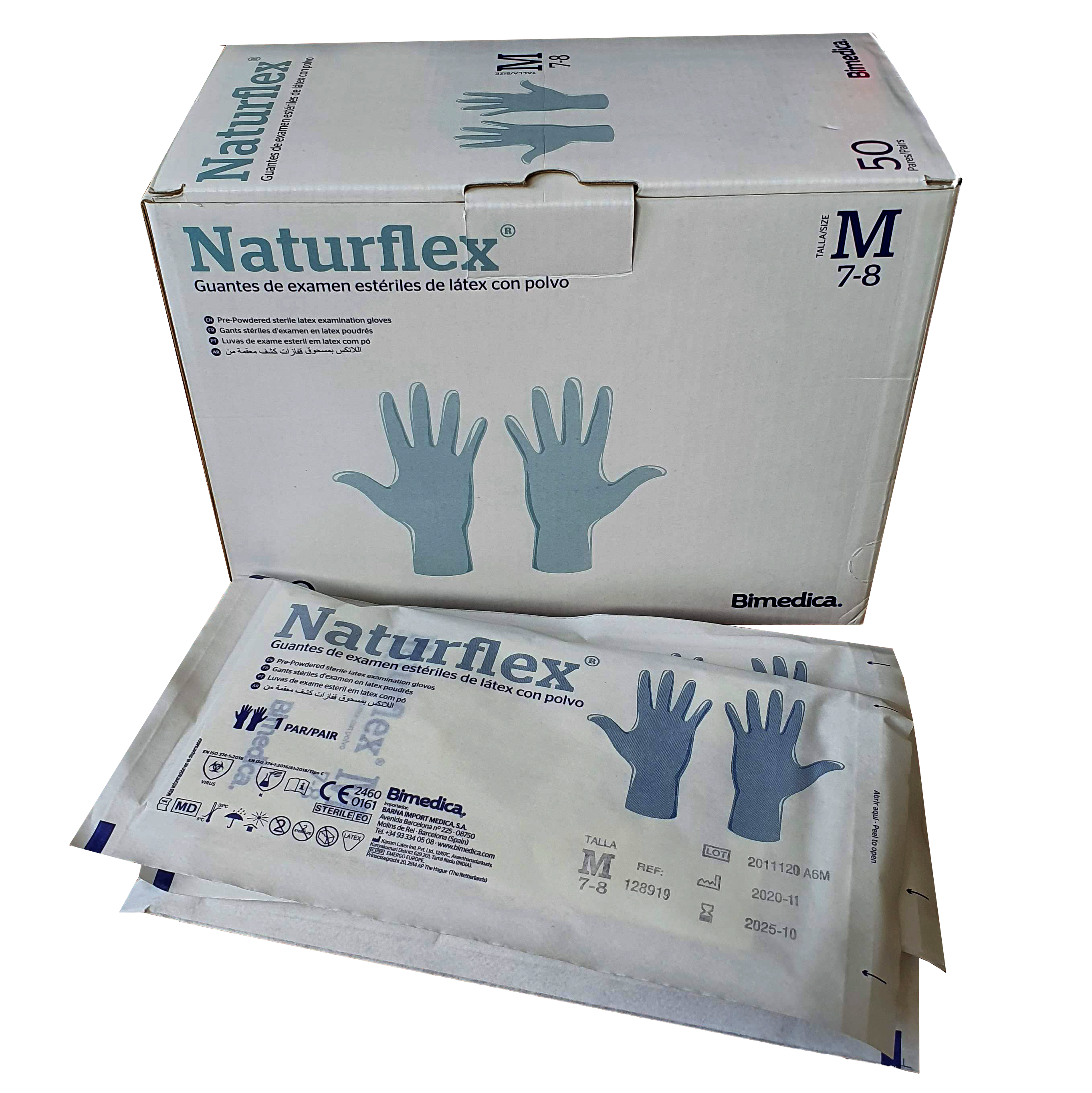 Comprar Guantes quirúrgicos látex con talla M 7-8 caja 50 - MaterialesParaTatuajes.com